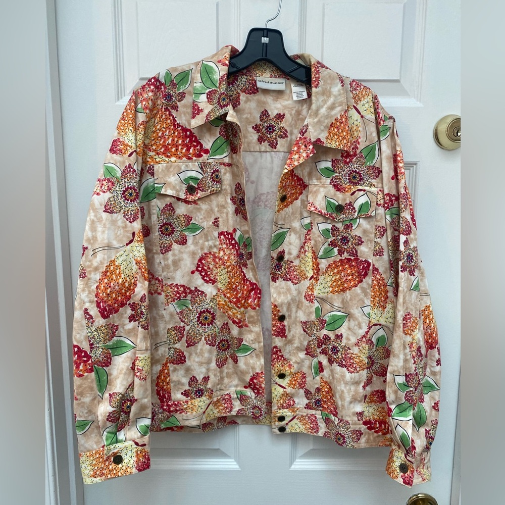 Alfred Dunner Multicolor Floral Jean Jacket - size 16